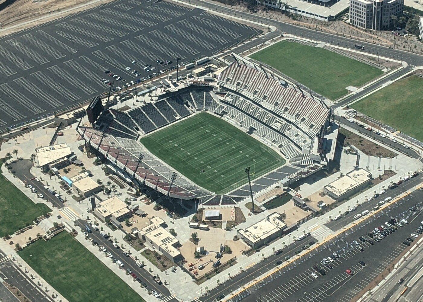 Aerial view of Snapdragon Stadium